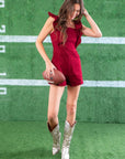 Raven Garnet Ruffle Sleeve Denim Romper-Onesies-day + moon-L. Mae Boutique & Wild Mabel Clothing