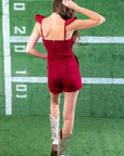 Raven Garnet Ruffle Sleeve Denim Romper-Onesies-day + moon-L. Mae Boutique & Wild Mabel Clothing