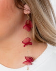 Red Flower Chain Drop Earrings-Jewelry-Pannee-L. Mae Boutique & Wild Mabel Clothing