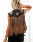 Rodeo Star Black & Brown Suede Fringe Vest-Outerwear-Vocal-L. Mae Boutique & Wild Mabel Clothing