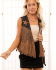 Rodeo Star Black & Brown Suede Fringe Vest-Outerwear-Vocal-L. Mae Boutique & Wild Mabel Clothing