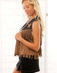 Rodeo Star Black & Brown Suede Fringe Vest-Outerwear-Vocal-L. Mae Boutique & Wild Mabel Clothing