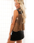 Rodeo Star Black & Brown Suede Fringe Vest-Outerwear-Vocal-L. Mae Boutique & Wild Mabel Clothing