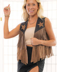 Rodeo Star Black & Brown Suede Fringe Vest-Outerwear-Vocal-L. Mae Boutique & Wild Mabel Clothing