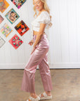 Rose Gold Metallic Wide Leg Pants-Bottoms-Anniewear-L. Mae Boutique & Wild Mabel Clothing