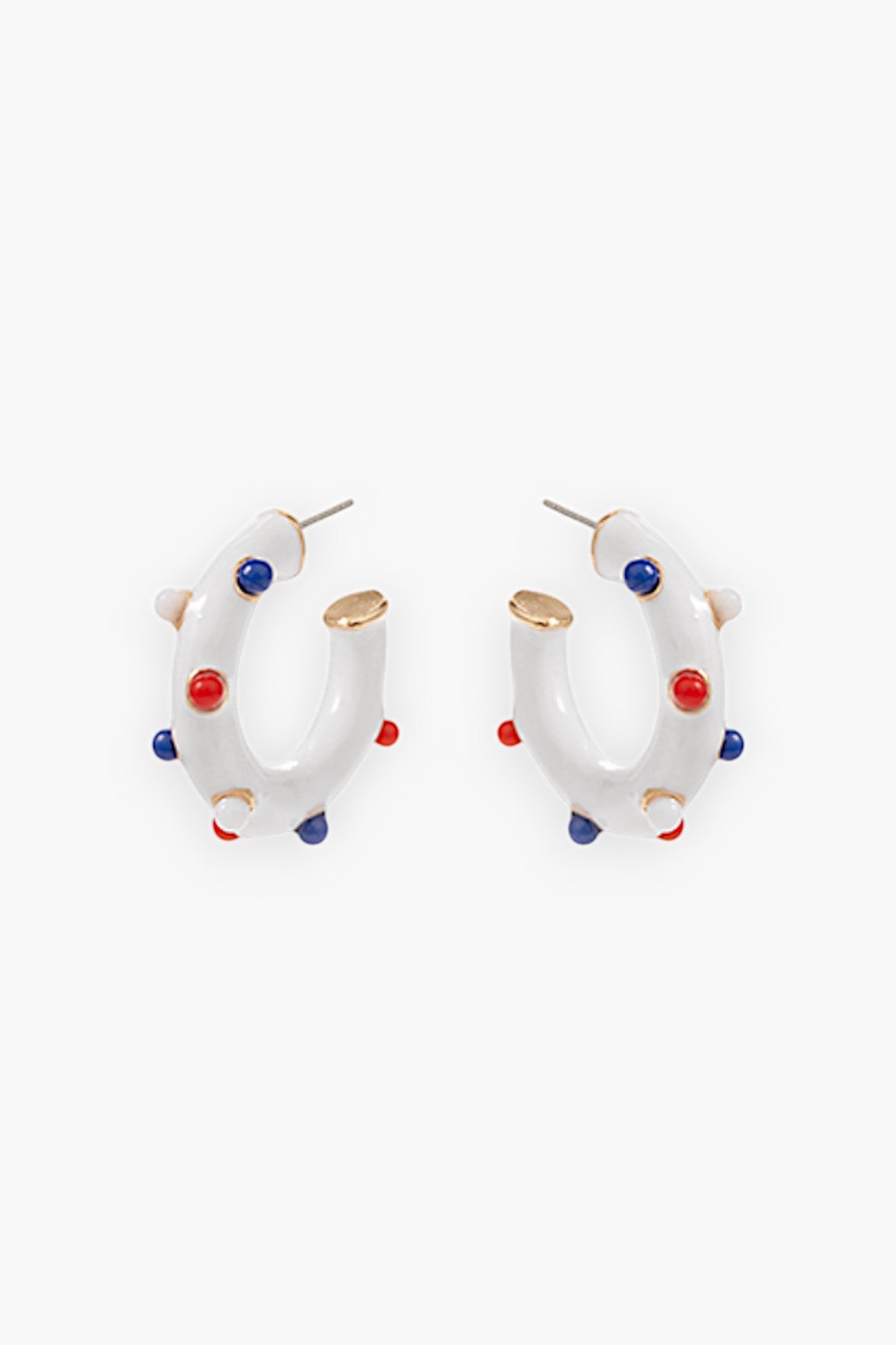 Red, White & Blue Polka Dot Hoop Earrings