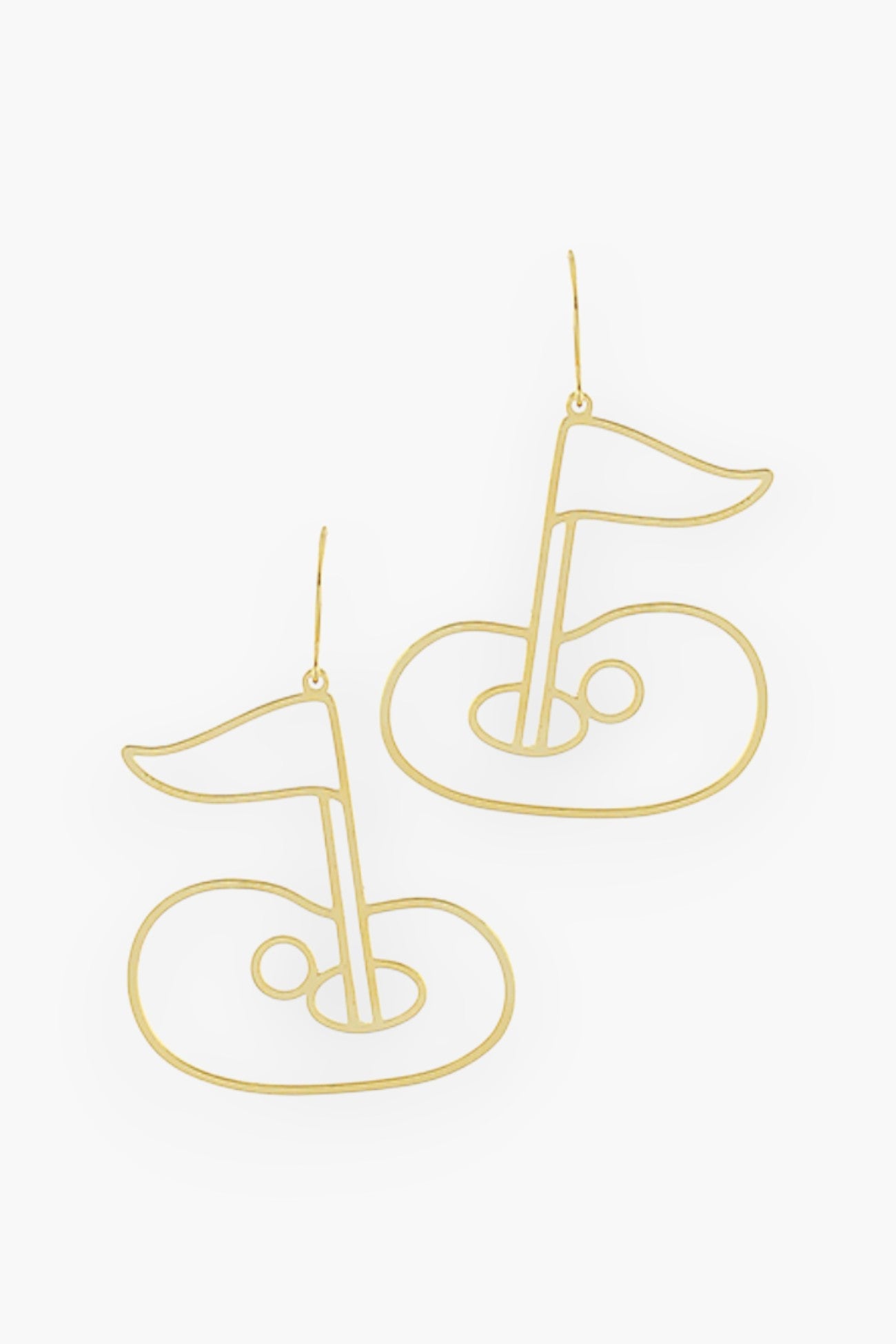 Gold Golf Tee Outline Earrings