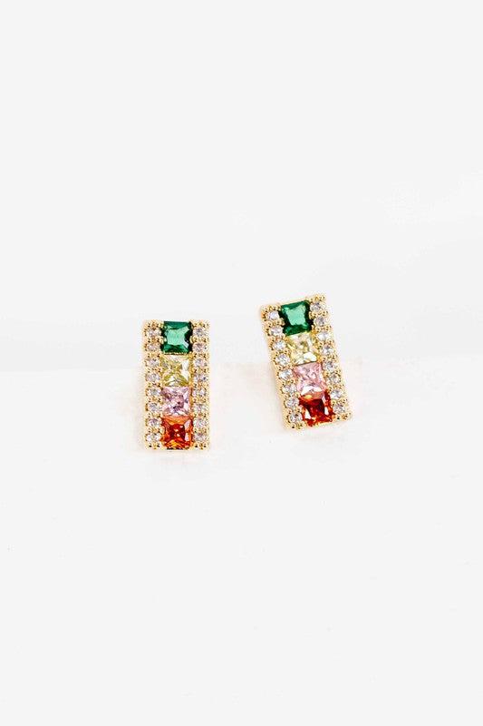 Set the Bar Colorful Rhinestone Stud Earring-Jewelry-Lovoda-L. Mae Boutique & Wild Mabel Clothing