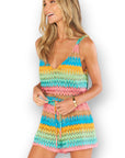 Show Me Your Mumu Multi Stripe Crochet Ren Romper-Onesies-Show Me Your Mumu-L. Mae Boutique & Wild Mabel Clothing