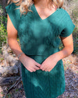 Sleigh The Day Hunter Green Cable Knit Sweater Set-Onesies-day + moon-L. Mae Boutique & Wild Mabel Clothing