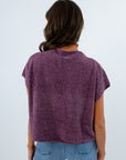 Purple game day shirt with chic textured details, fall-friendly LSU and Clemson spirit wear in purple, Comfortable and stylish knit top for cool fall evenings