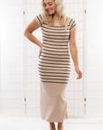 Stacey Black Striped Knit Midi Dress-Dresses-Le Lis-L. Mae Boutique & Wild Mabel Clothing
