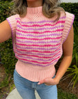 Sweet as a Peach Lavender Contrast Stitch Mock Neck Sleeveless Sweater-Tops-& merci-L. Mae Boutique & Wild Mabel Clothing