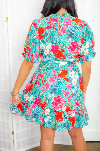 THML Bri Floral Short Sleeve Dress-THML-L. Mae Boutique