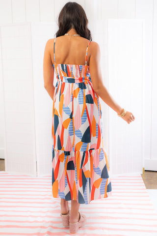 THML En Route to Spring Break Abstract Print Midi Dress-THML-L. Mae Boutique