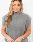 THML Gray Turtleneck Ribbed Sweater Vest-Tops-THML-L. Mae Boutique & Wild Mabel Clothing
