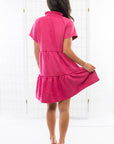 THML Pink Suede Tiered Mini Dress-Dresses-THML-L. Mae Boutique & Wild Mabel Clothing