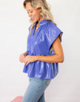 THML Purple V Neck Leather Top-Tops-THML-L. Mae Boutique & Wild Mabel Clothing