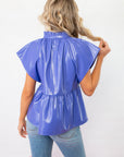 THML Purple V Neck Leather Top-Tops-THML-L. Mae Boutique & Wild Mabel Clothing
