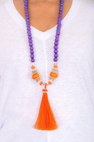The Lois Necklace Orange and Purple-Carolina Strung-L. Mae Boutique