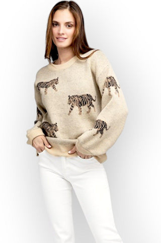Tiger Pattern Sweater-BiBi-L. Mae Boutique