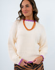 Varsity Purple Trim Sweater