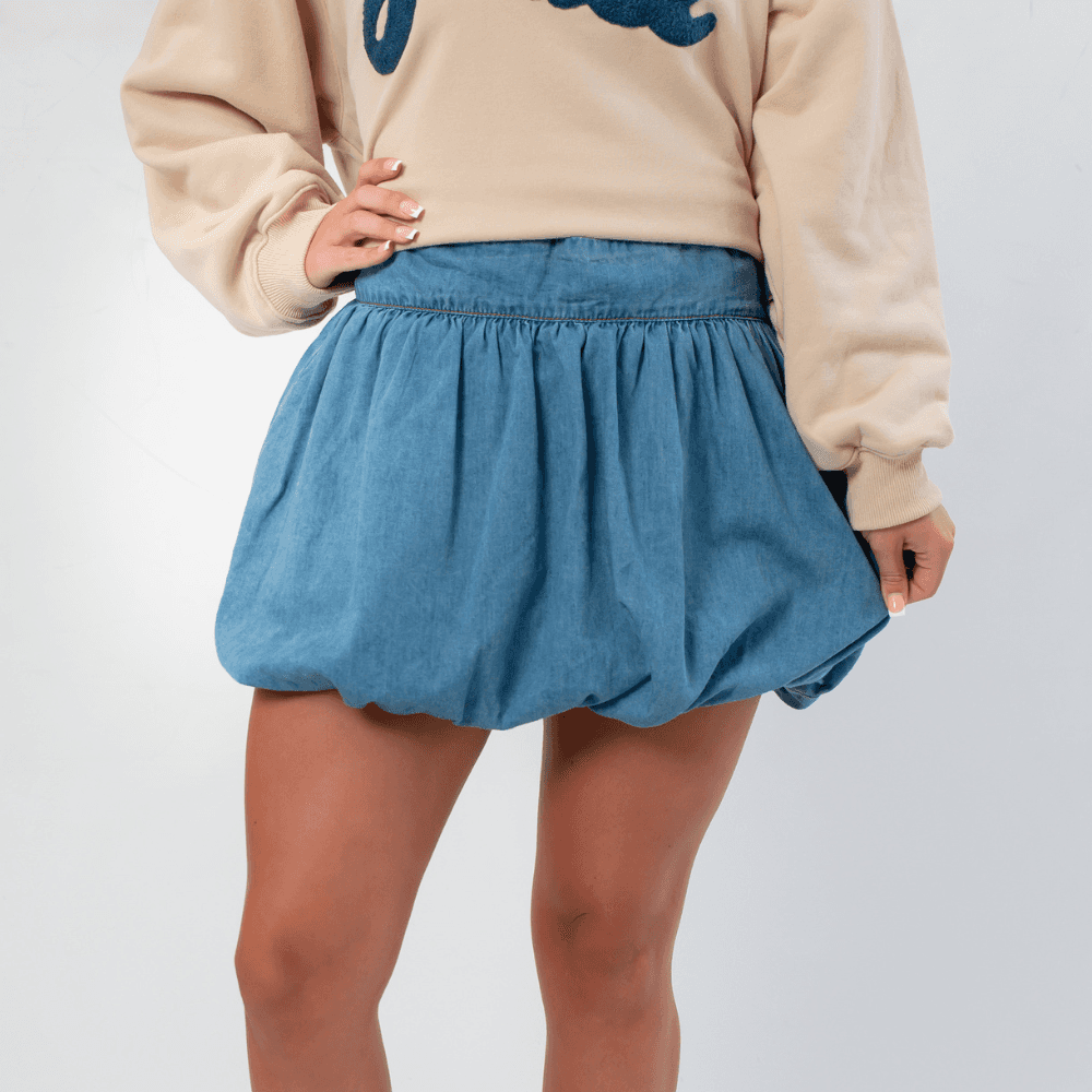 Coastal charm meets autumn spirit: Gather ‘Round cardigans and skirts styled for apple picking with your favorite crew with bubble details