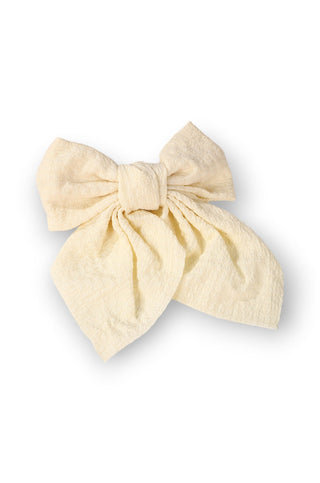 Weekend Frills Tan Textured Bow Clip-Little Trendy-L. Mae Boutique