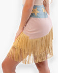 Western Whiskey Pink Combo High Rise Suede Fringe Skirt-Bottoms-Vocal-L. Mae Boutique & Wild Mabel Clothing