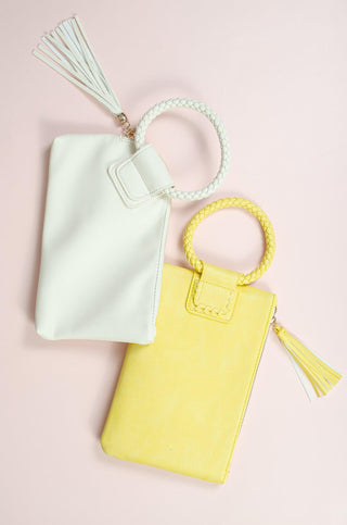 White Braided Mini Wristlet Clutch-Queens Designs-L. Mae Boutique