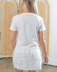 White Feather Drop Waist Bride Dress-Dresses-WHY Dress-L. Mae Boutique & Wild Mabel Clothing
