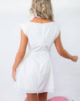 With Love White Ruched Waist Mini Dress-Dresses-Heyson-L. Mae Boutique & Wild Mabel Clothing