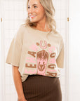 Yeehaw Cowgirl Taupe Oversized Graphic Tee-Tops-Tres Bien-L. Mae Boutique & Wild Mabel Clothing