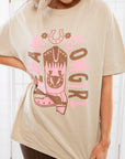 Yeehaw Cowgirl Taupe Oversized Graphic Tee-Tops-Tres Bien-L. Mae Boutique & Wild Mabel Clothing
