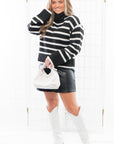 Z Supply Black Josephine Stripe Turtleneck Sweater-Tops-Z Supply-L. Mae Boutique & Wild Mabel Clothing