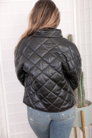 Z Supply Heritage Quilted Black Faux Leather Jacket-Z Supply-L. Mae Boutique