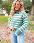 Z Supply Palm Green Josephine Stripe Turtleneck Sweater-Tops-Z Supply-L. Mae Boutique & Wild Mabel Clothing