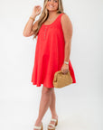 Dockside Red Button Up Smock Dress