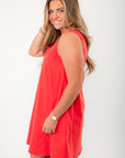 Dockside Red Button Up Smock Dress