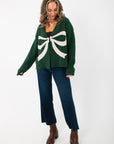 THML Green Bow Graphic Cardigan