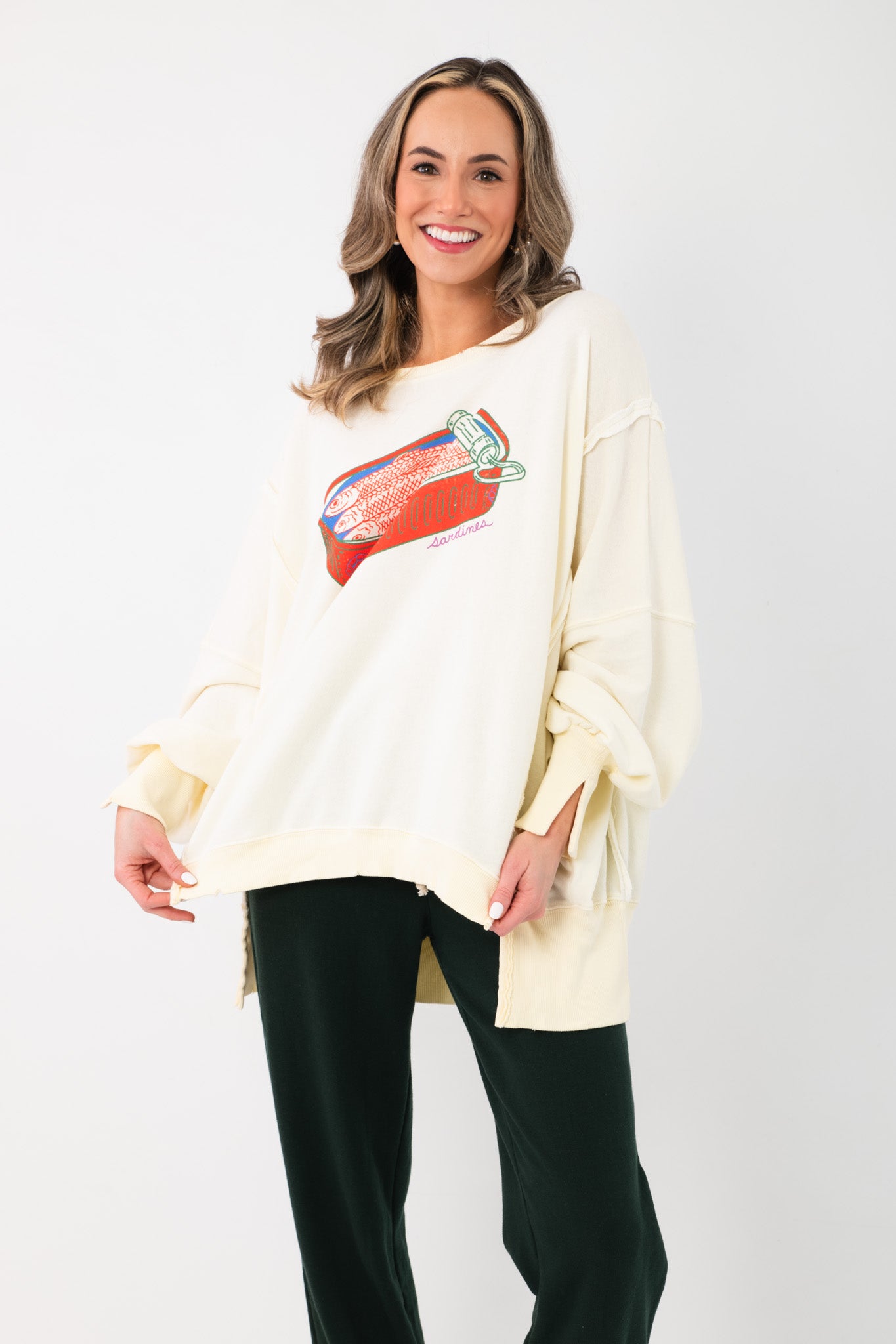 Free People Sardine Combo Camden Graphic Pullover – Oversized