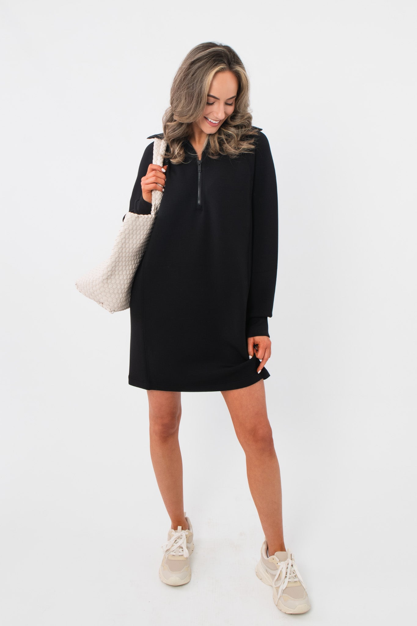 SPANX AirEssentials Black Half Zip Dress