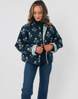 Bluebell Blooms Navy Reversible Block Print Jacket