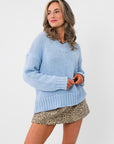 Powder Run Baby Blue Knit Pullover Sweater
