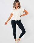 Emmy Cream Scalloped Crop Sweatshirt