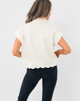 Emmy Cream Scalloped Crop Sweatshirt