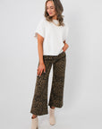 Kut Wood Cheetah Meg High Waist Ankle Wide Leg Jean