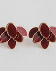 Mulberry Enamel Leaf Stud Earrings