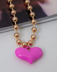 Pink Puffy Heart Necklace