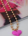 Pink Puffy Heart Necklace